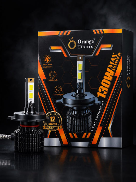 Orange Lights 130W Max Power H4 LED Headlight Bulb