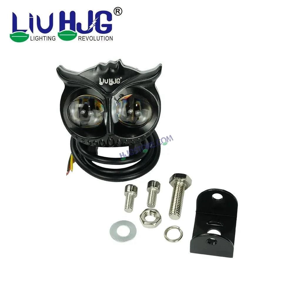 HJG Owl Dual Color LED Fog Light – 20W High Power Motorcycle Auxiliary Light