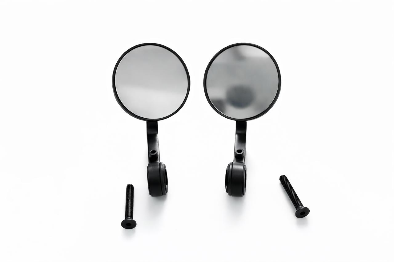 Round Bar End Rear View Mirrors – Set of 2 (Universal Fit)