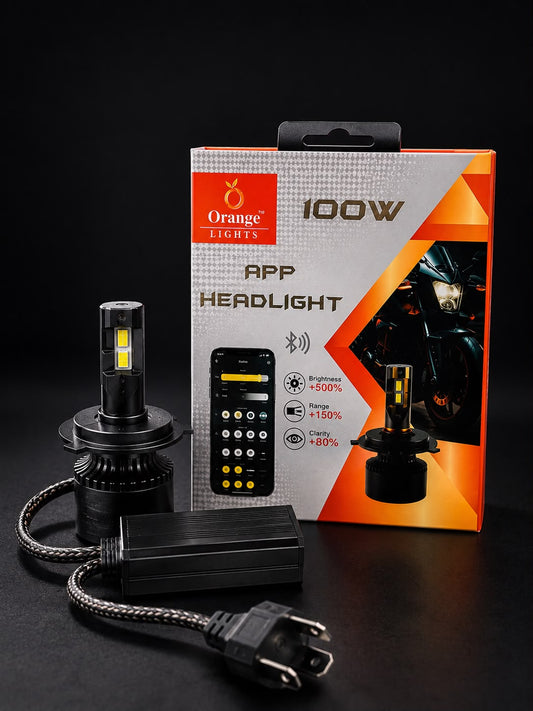 Orange Lights 100W Smart APP-Controlled Multi-Colour LED Headlight