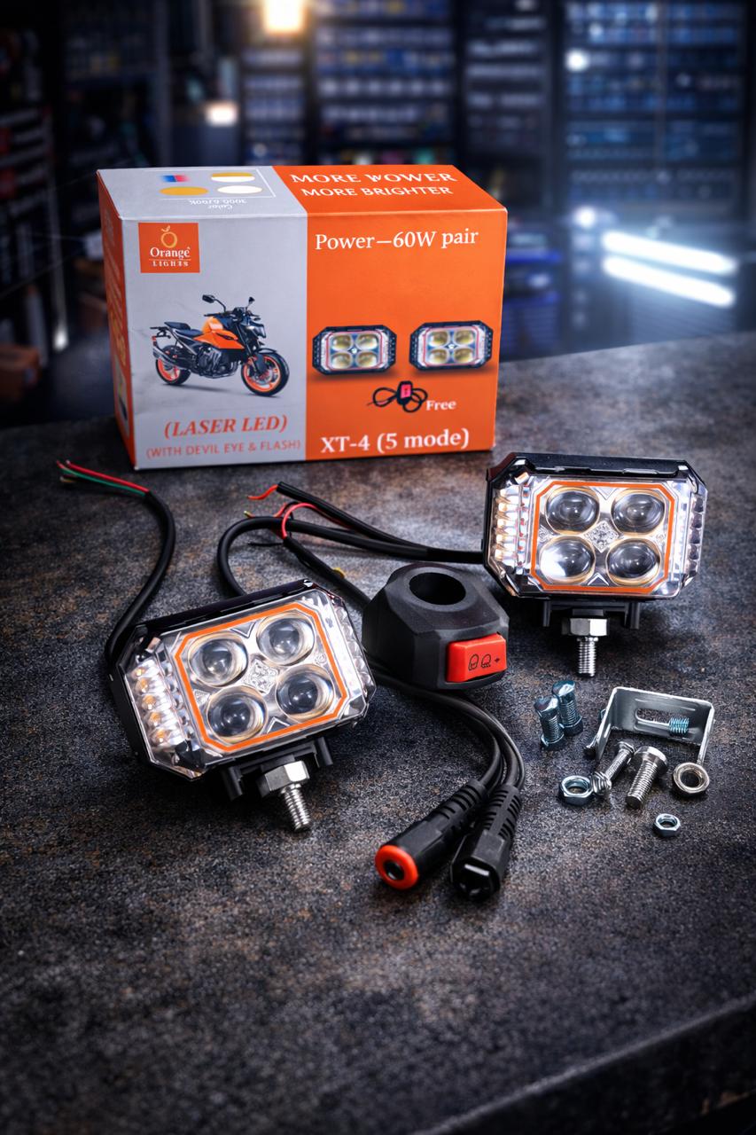 XT-4 Laser LED Motorcycle Fog Light (60W Pair | 5 Modes)