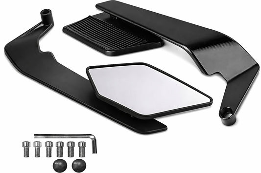 Stealth Wing Design Bike Rear View Mirrors – Premium CNC Aluminum | 180° Adjustable