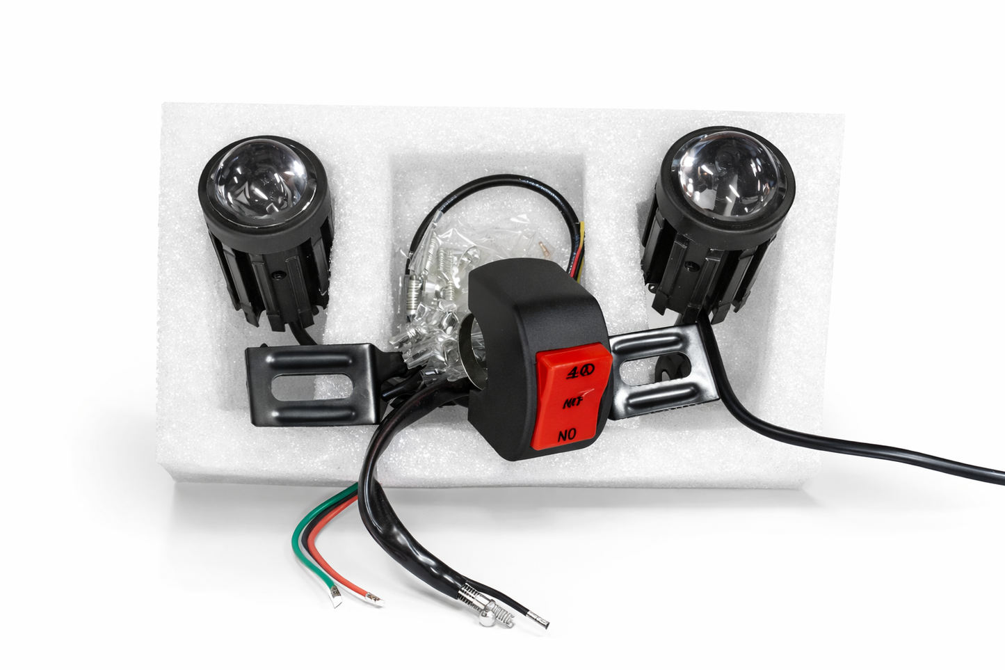 50W Mini Projector Fog Light – Dual Lens (White + Yellow + Flash)