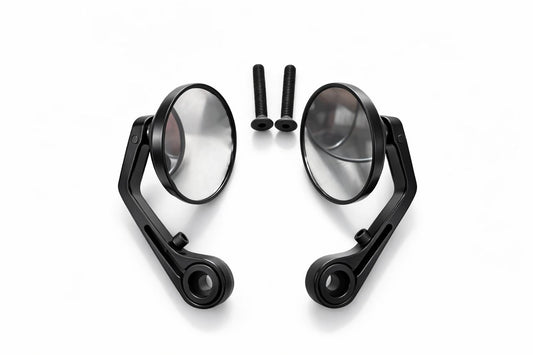 Round Bar End Rear View Mirrors – Set of 2 (Universal Fit)