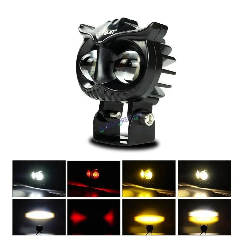 HJG Owl Dual Color LED Fog Light – 20W High Power Motorcycle Auxiliary Light