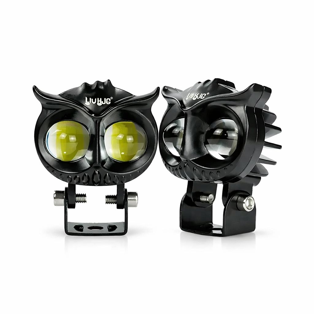 HJG Owl Dual Color LED Fog Light – 20W High Power Motorcycle Auxiliary Light